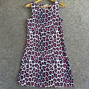 Jude Connally Dress Womens Small Sleeveless Pink Blue‎ Leopard Print Made in USA